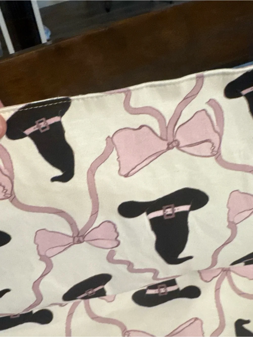Cupcakes and Cashmere Pink Bow & Black Witch Hat Cotton placemats